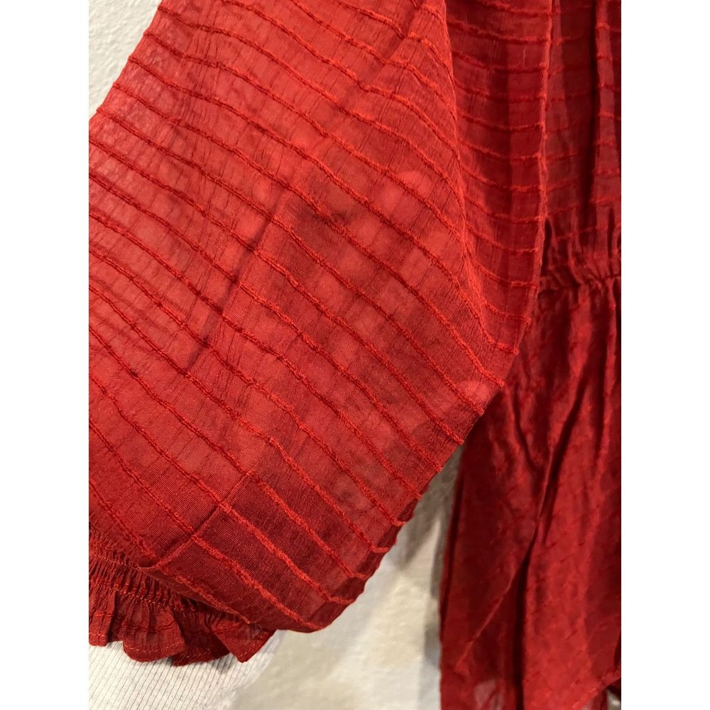 Flawless Blouse Women Sheer Bohemian Tie Waist Long Sleeve Medium a251 - Picture 6 of 7